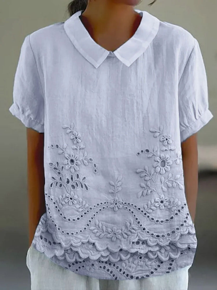 Moda Amalia Lily Shirt with Floral Embroidery Pink
