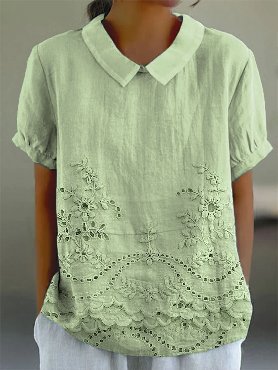 Moda Amalia Lily Shirt with Floral Embroidery Pink