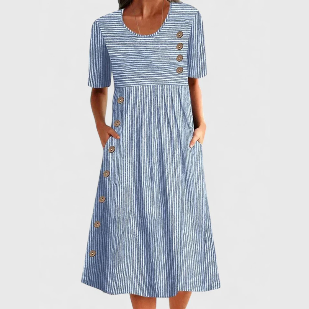 Moda Amalia Jovie Striped Midi Dress Blue S-2XL