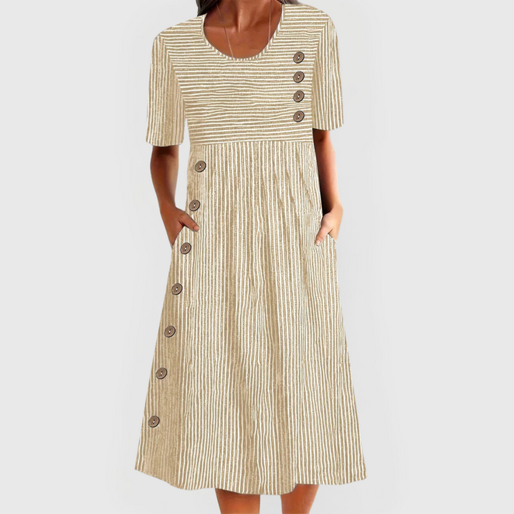 Moda Amalia Jovie Striped Midi Dress Blue S-2XL