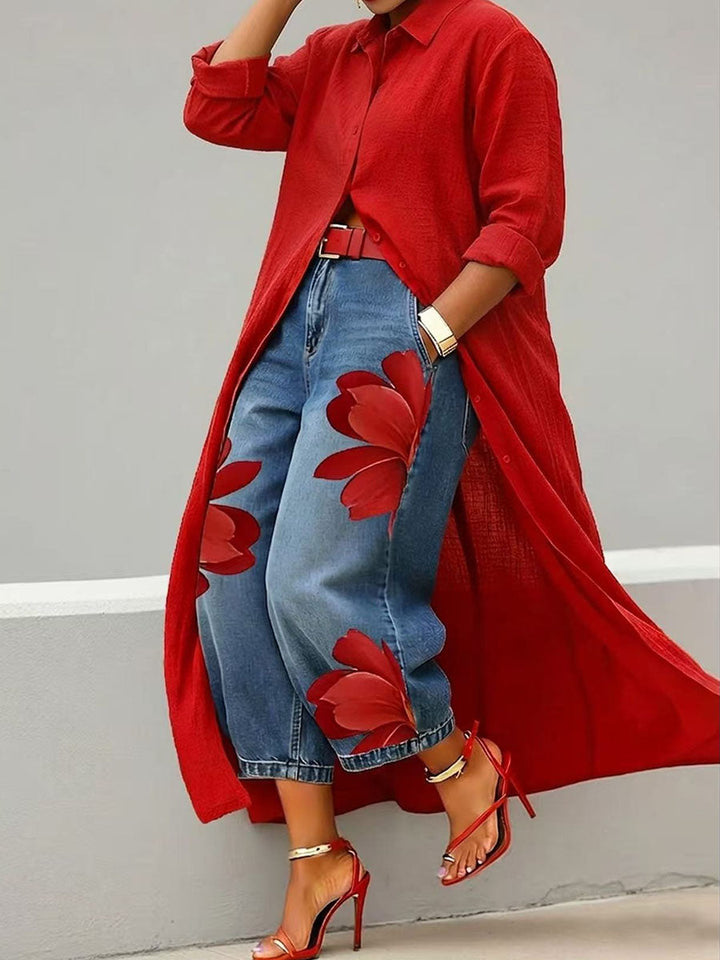 Moda Amalia Sophia Floral Print Pants Comfortable Fit S-2XL