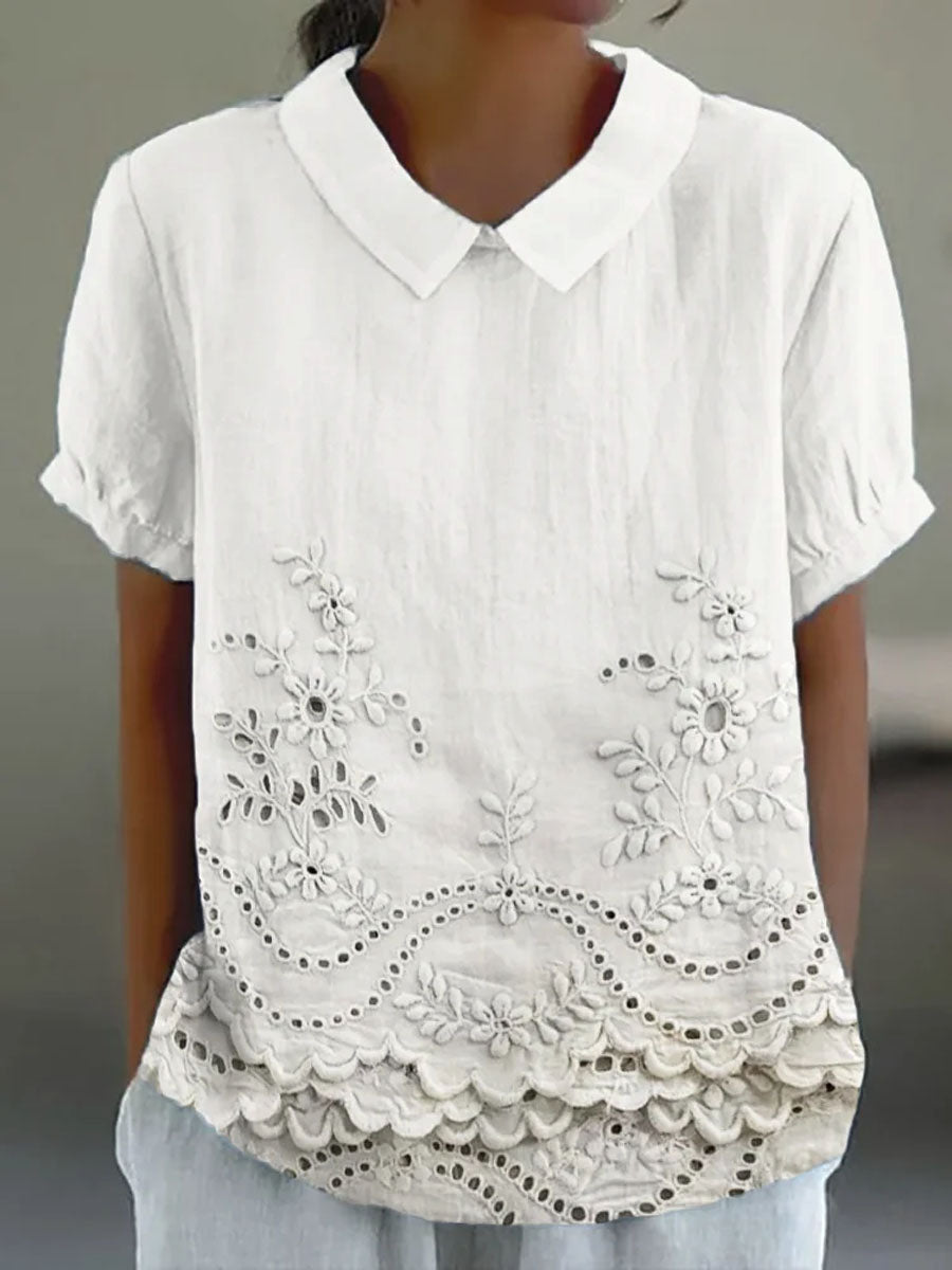 Moda Amalia Lily Shirt with Floral Embroidery Pink
