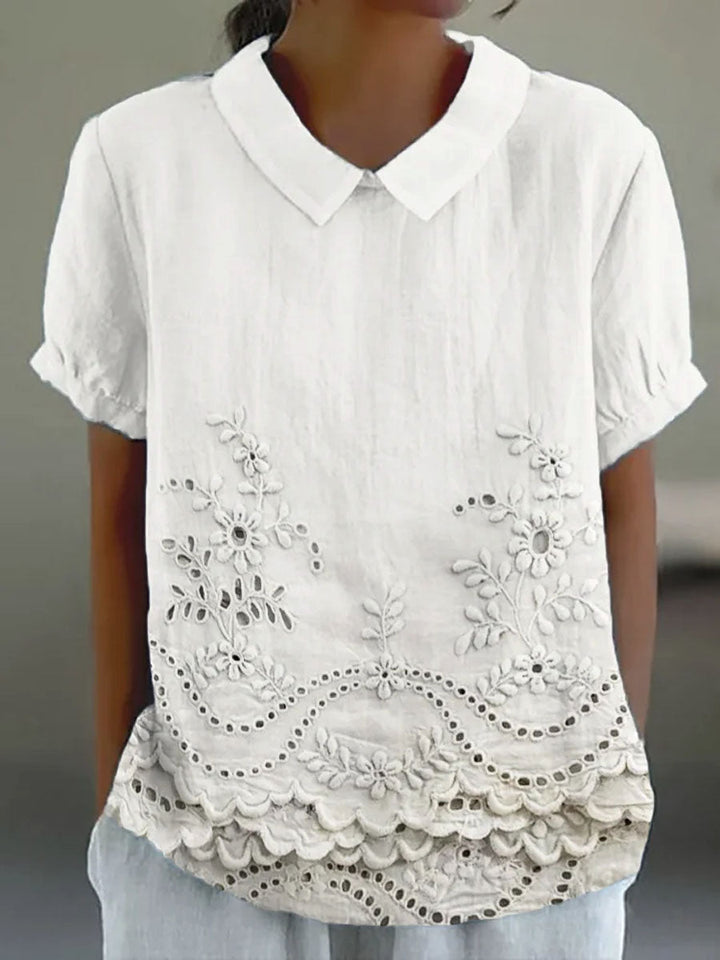 Moda Amalia Lily Shirt with Floral Embroidery Pink