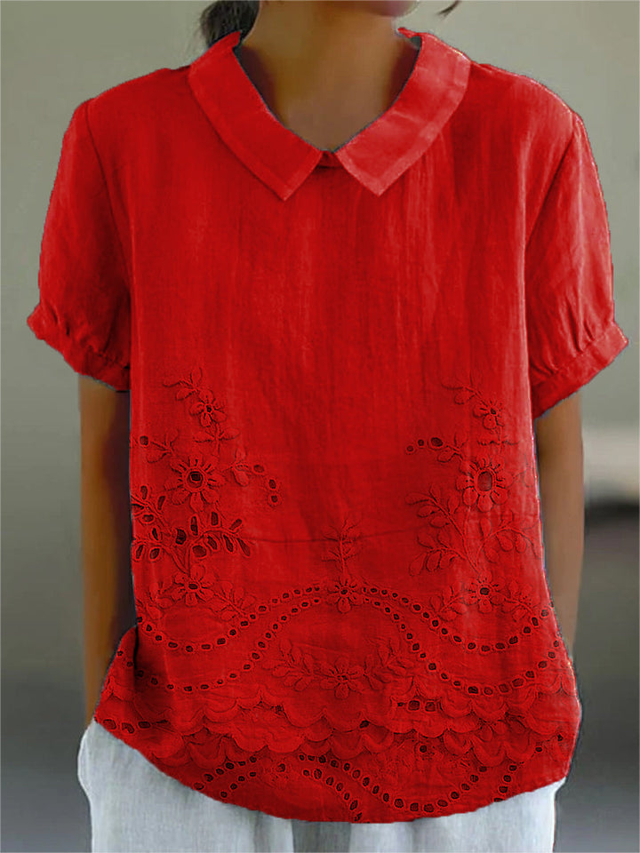 Moda Amalia Lily Shirt with Floral Embroidery Pink