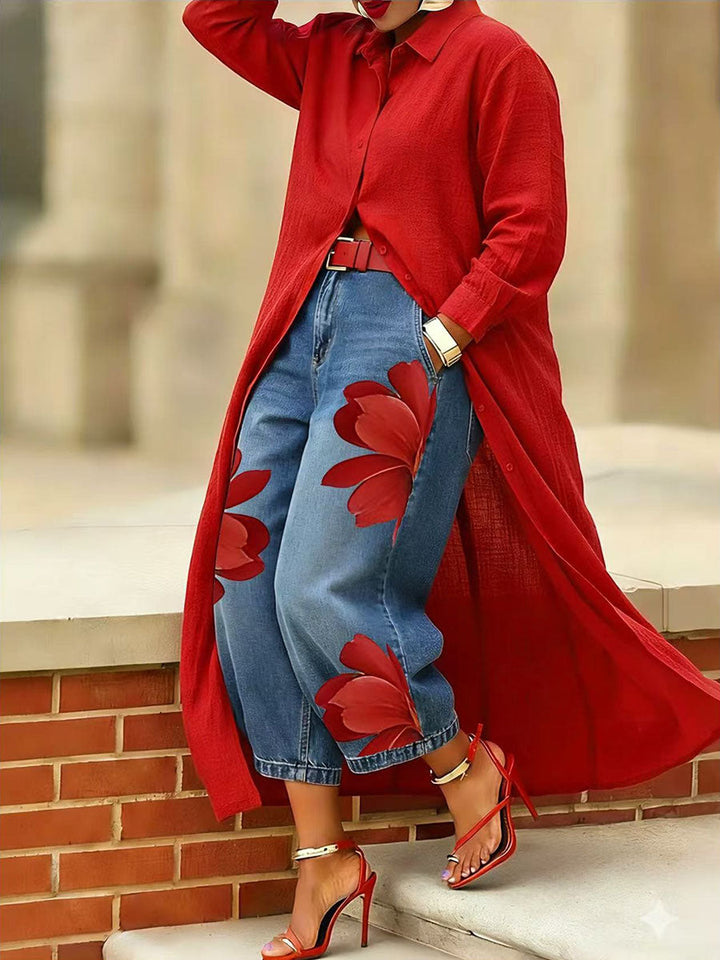 Moda Amalia Sophia Floral Print Pants Comfortable Fit S-2XL