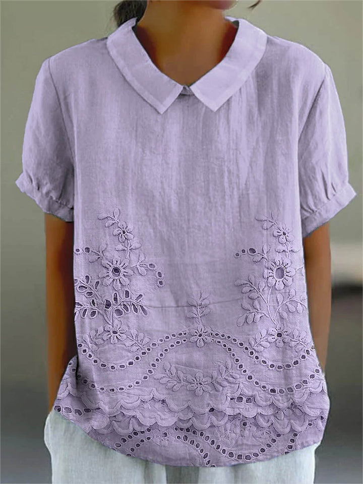 Moda Amalia Lily Shirt with Floral Embroidery Pink