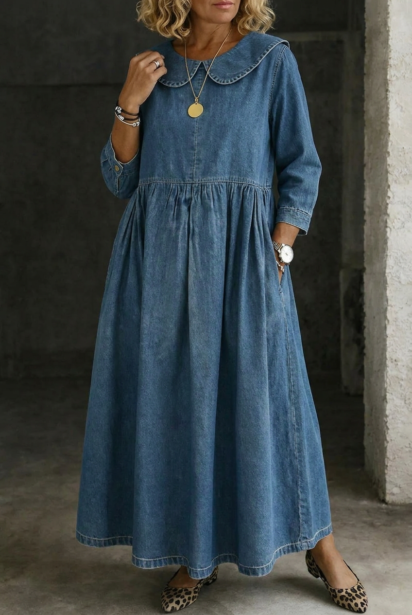 Clara | Peter Pan Collar Denim Dress