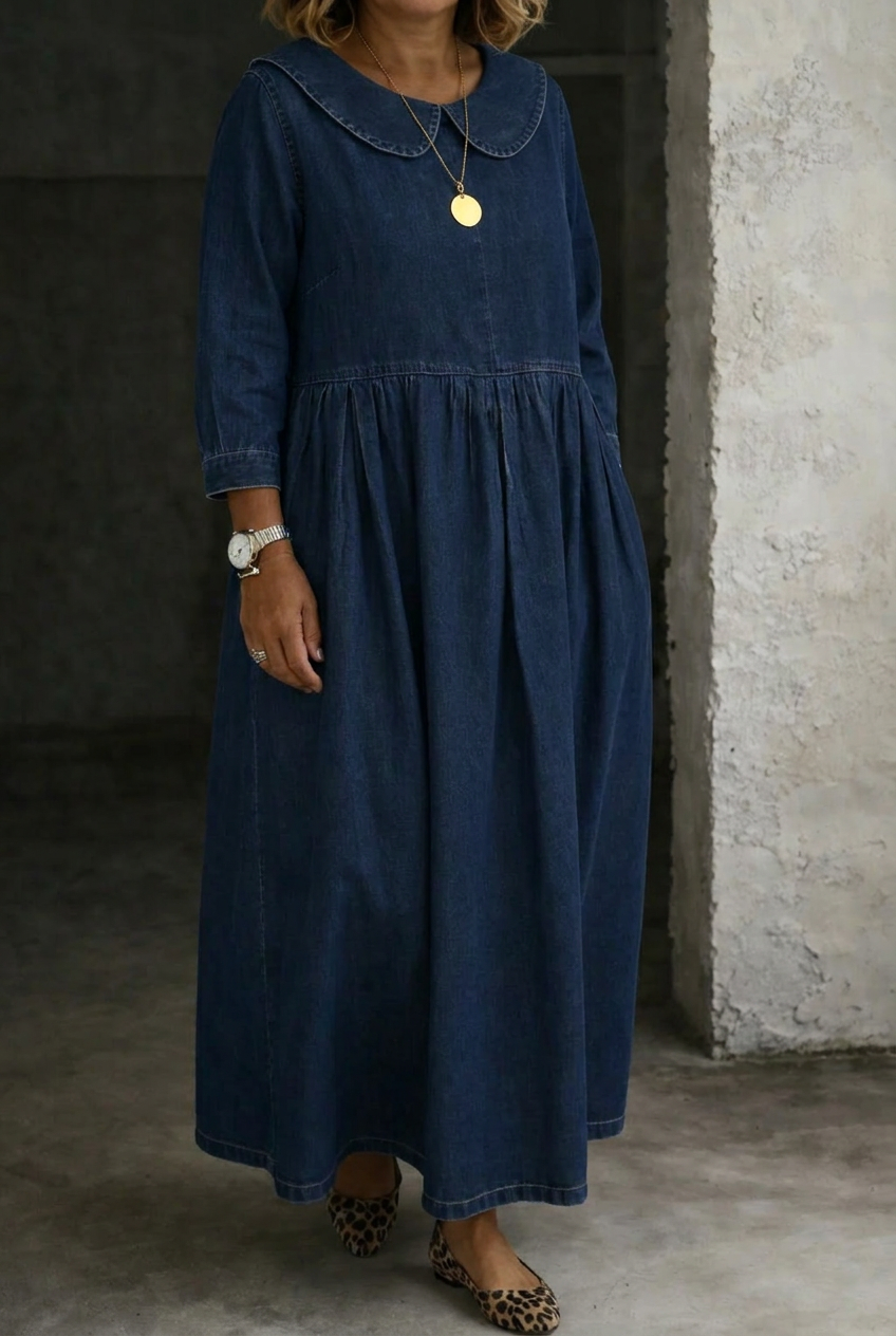 Clara | Peter Pan Collar Denim Dress