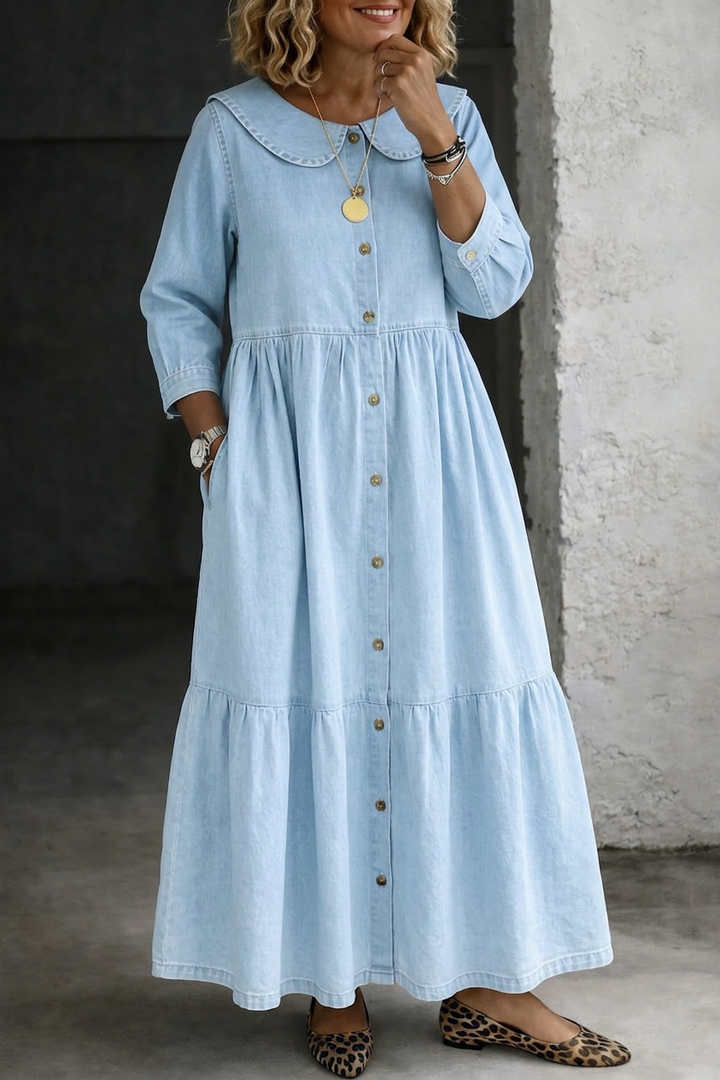 Clara | Peter Pan Collar Denim Dress