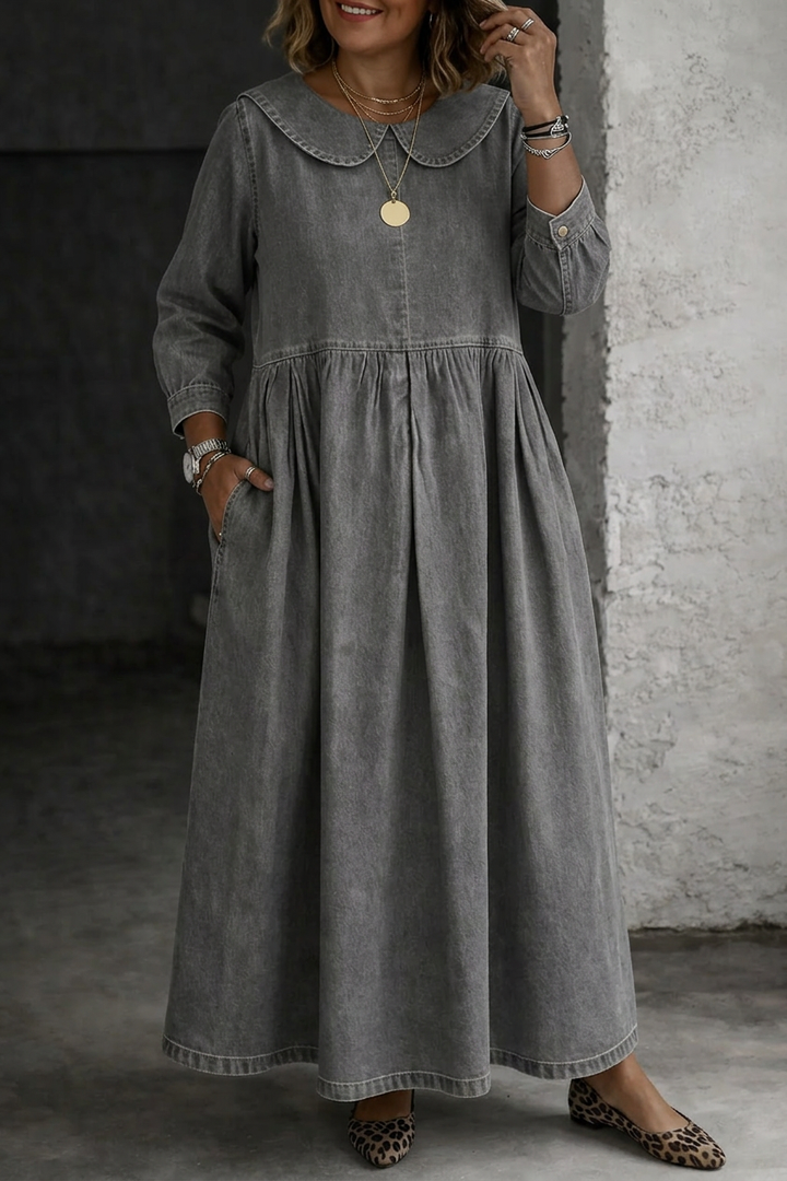 Clara | Peter Pan Collar Denim Dress
