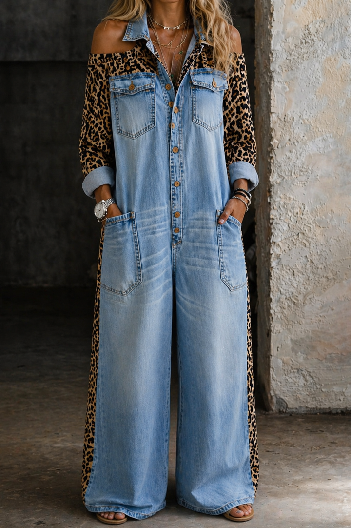 Amanda One Piece Denim Shirt Jumpsuit