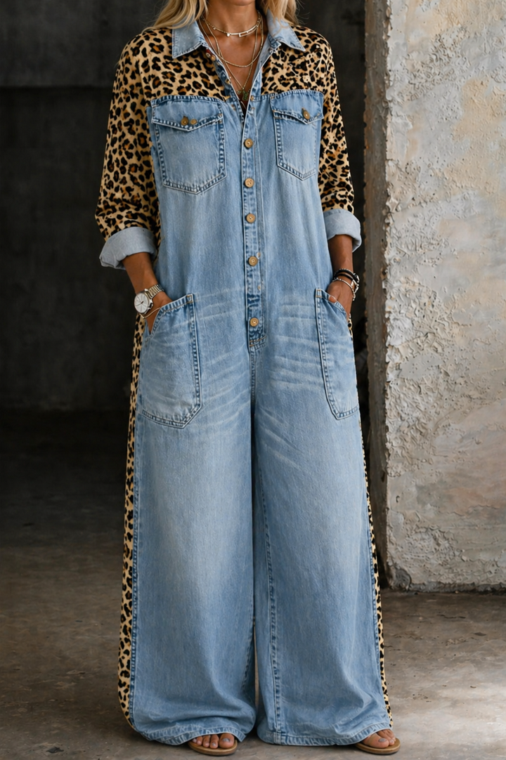 Amanda One Piece Denim Shirt Jumpsuit