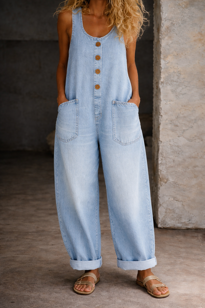 Sadie Vintage Washed Cotton Denim Overalls