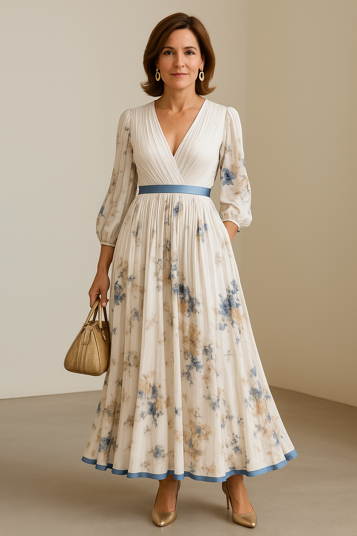 Moda Amalia Paz Floral Pleated Maxi Dress