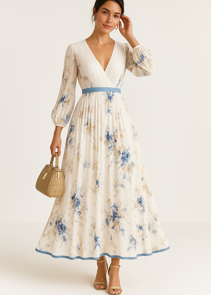 Moda Amalia Paz Floral Pleated Maxi Dress