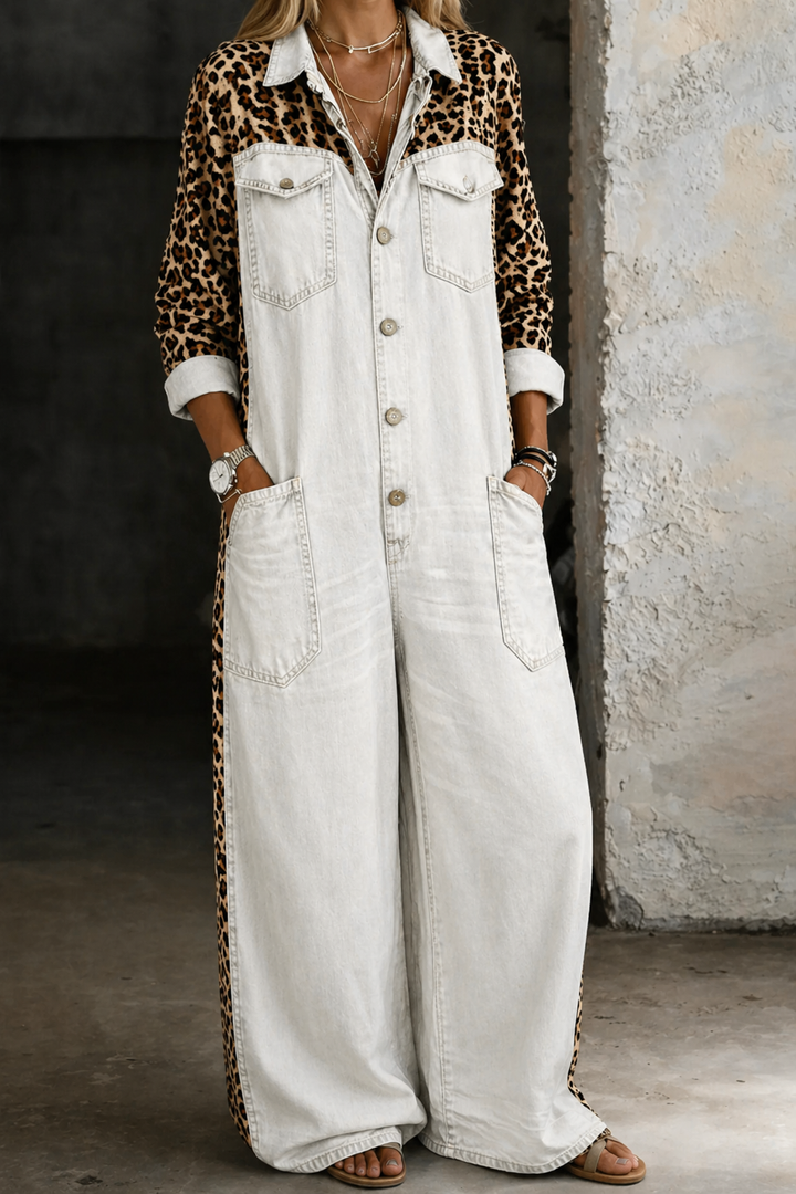 Amanda One Piece Denim Shirt Jumpsuit