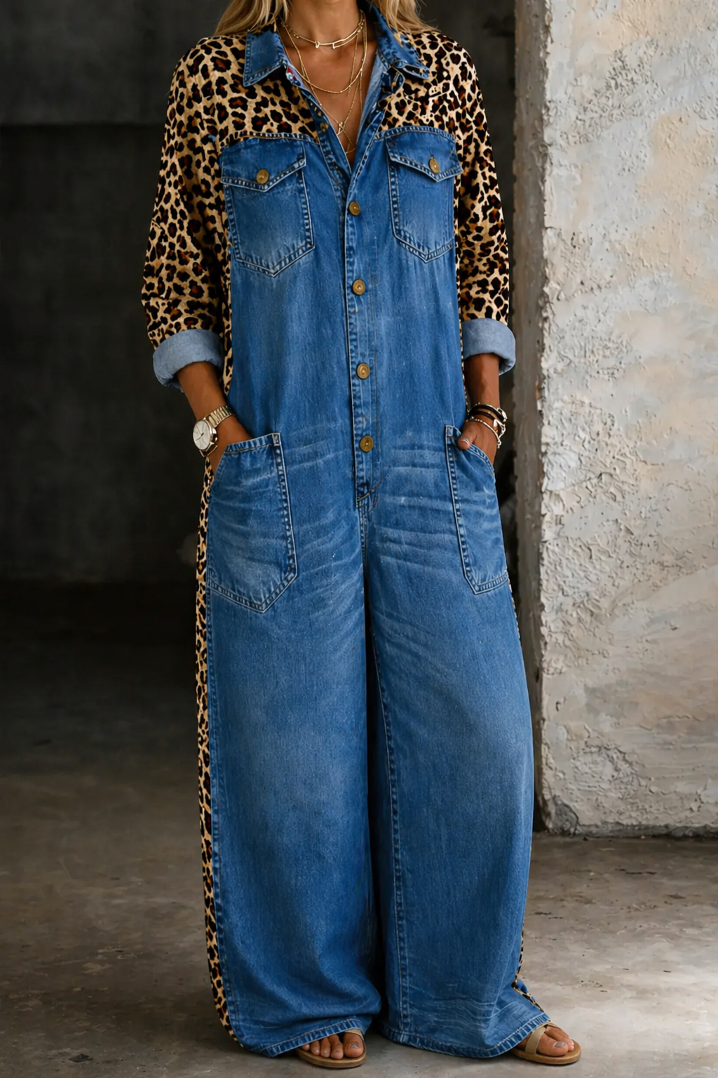 Amanda One Piece Denim Shirt Jumpsuit