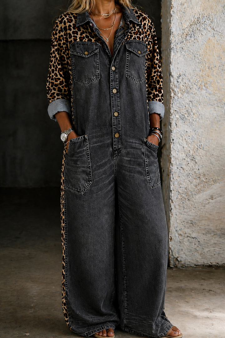 Amanda One Piece Denim Shirt Jumpsuit