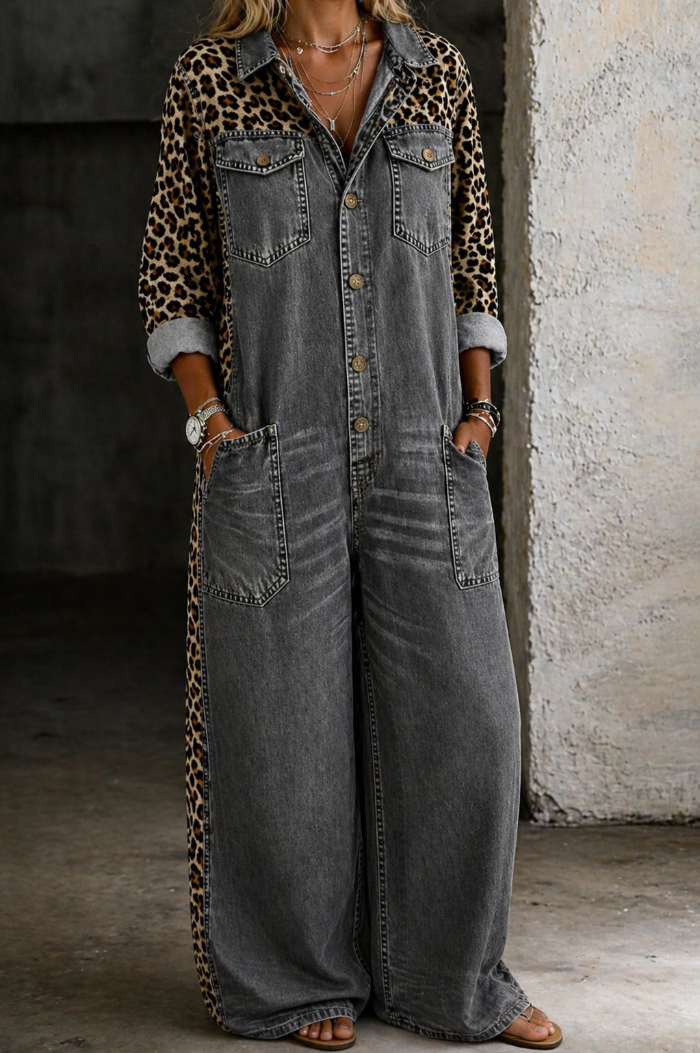 Amanda One Piece Denim Shirt Jumpsuit
