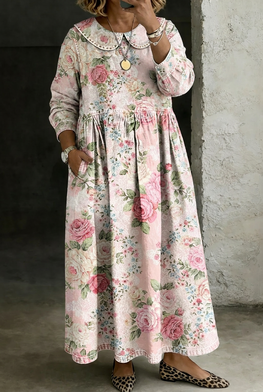 Brooklyn Floral Collar Denim Dress