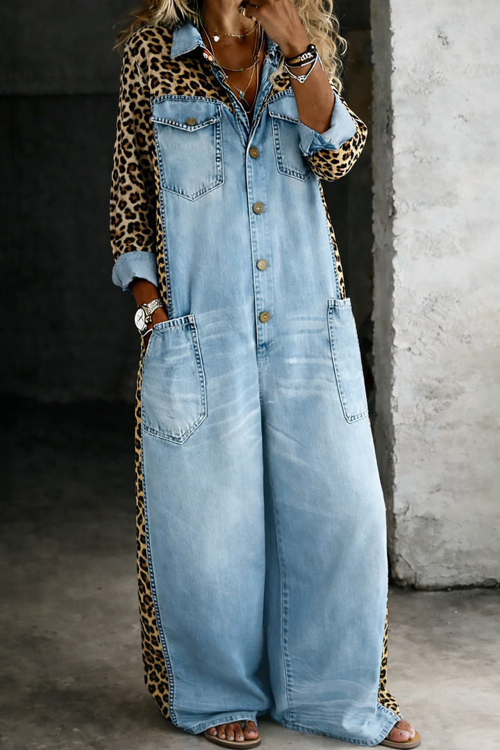 Amanda One Piece Denim Shirt Jumpsuit