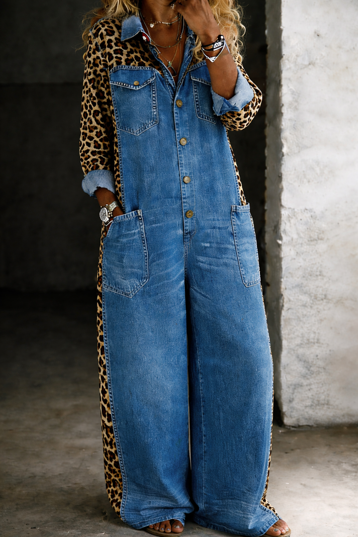 Amanda One Piece Denim Shirt Jumpsuit