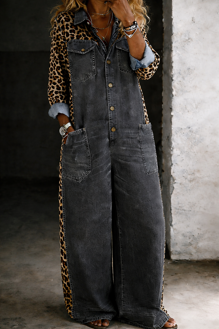 Amanda One Piece Denim Shirt Jumpsuit