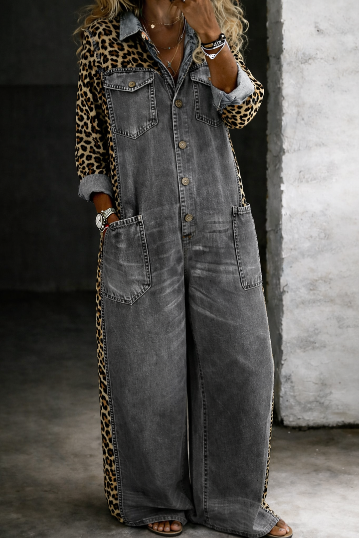Amanda One Piece Denim Shirt Jumpsuit