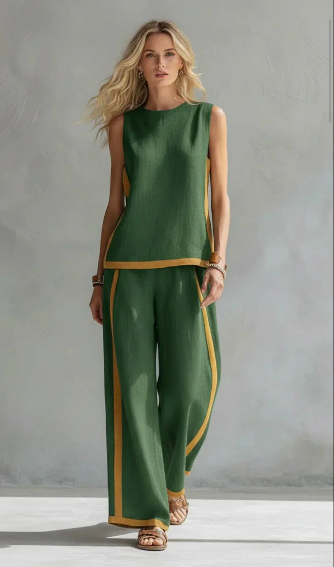 Ursula™ — Set elegant și casual de vestă și pantaloni cu finisaj bicolor