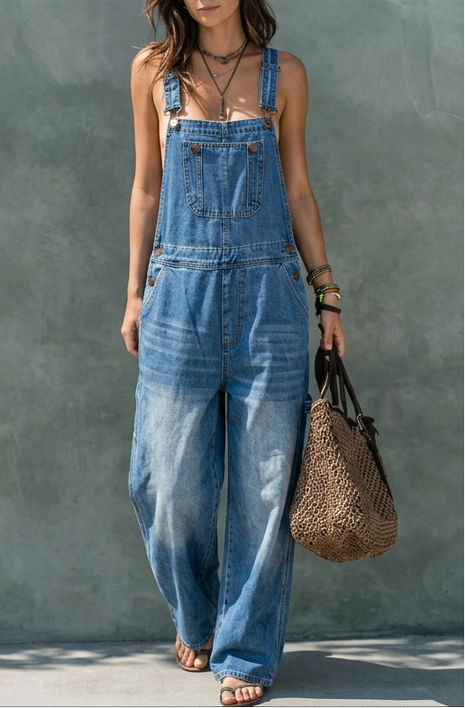 Harper — Elastic Waist Denim Jumpsuit