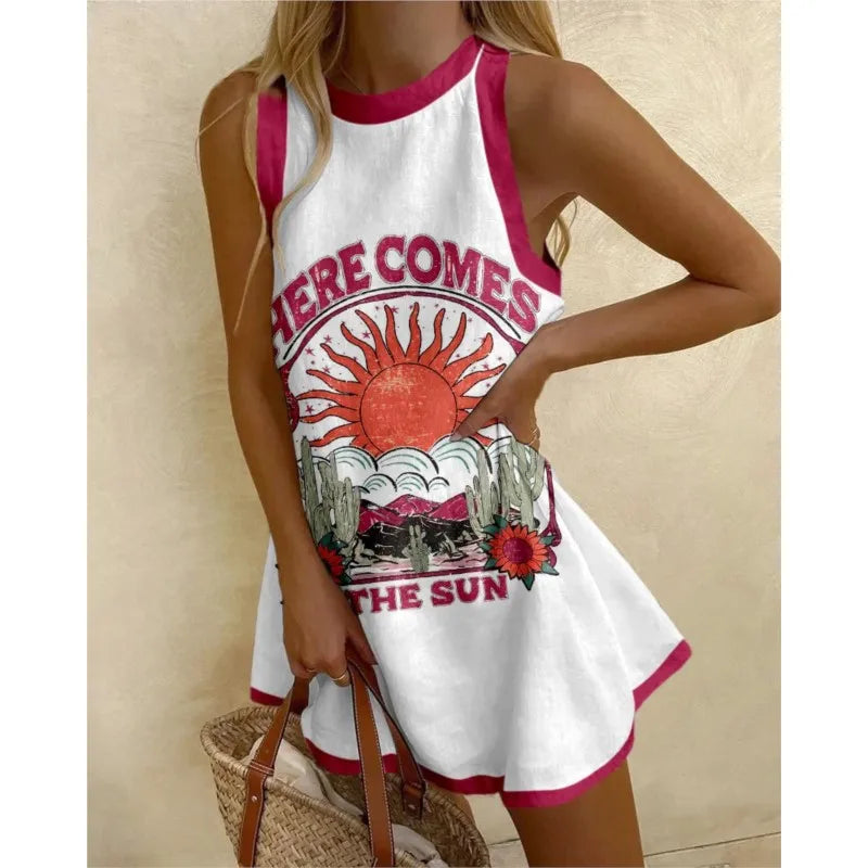 IslandBelle™ — Sukienka mini z nadrukiem boho