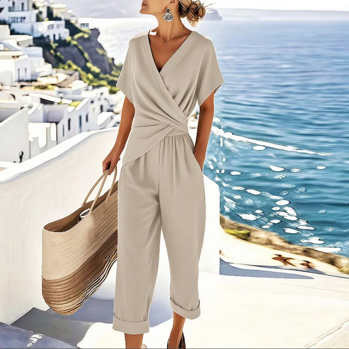 Moda Amalia Colleen Set Elegant Two-Piece Outfit Beige S-4XL