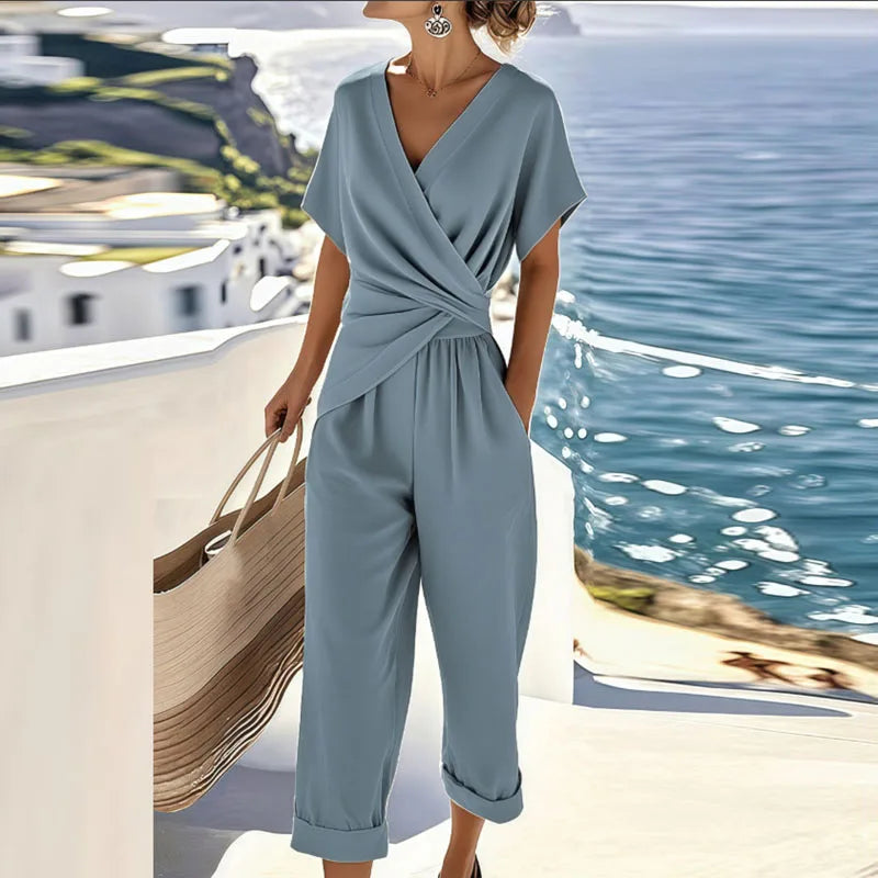 Moda Amalia Colleen Set Elegant Two-Piece Outfit Beige S-4XL