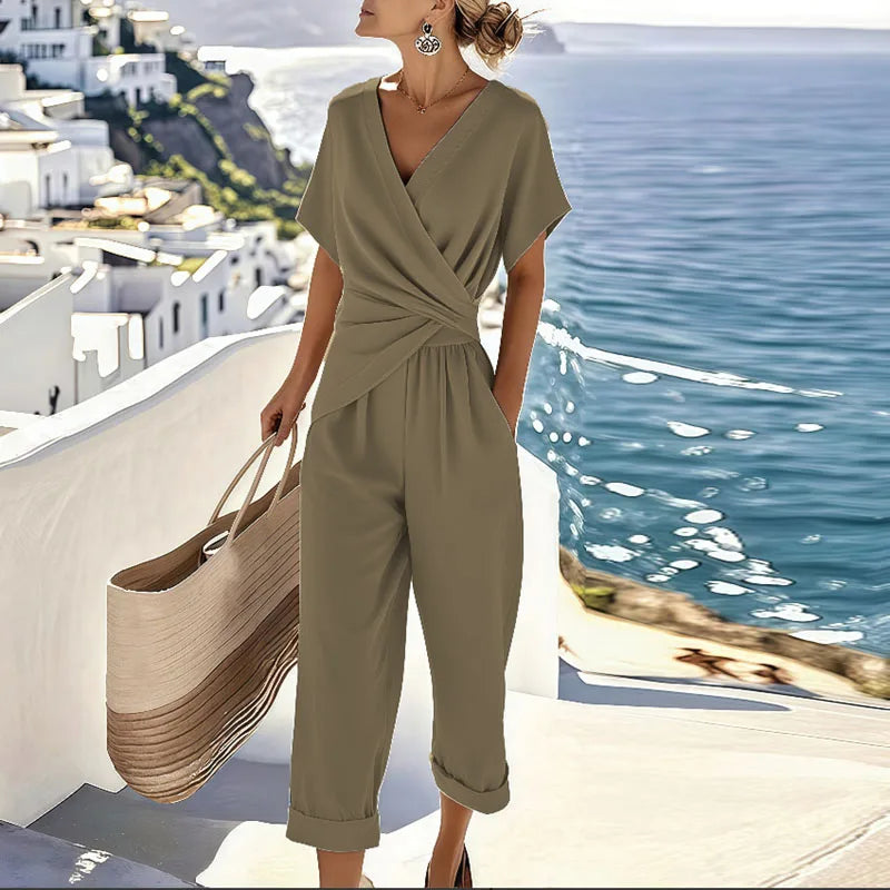 Moda Amalia Colleen Set Elegant Two-Piece Outfit Beige S-4XL