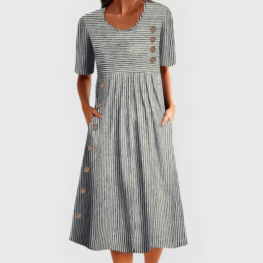 Moda Amalia Jovie Striped Midi Dress Blue S-2XL