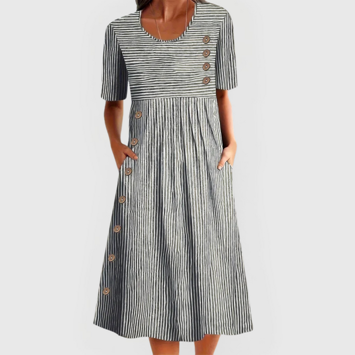 Moda Amalia Jovie Striped Midi Dress Blue S-2XL