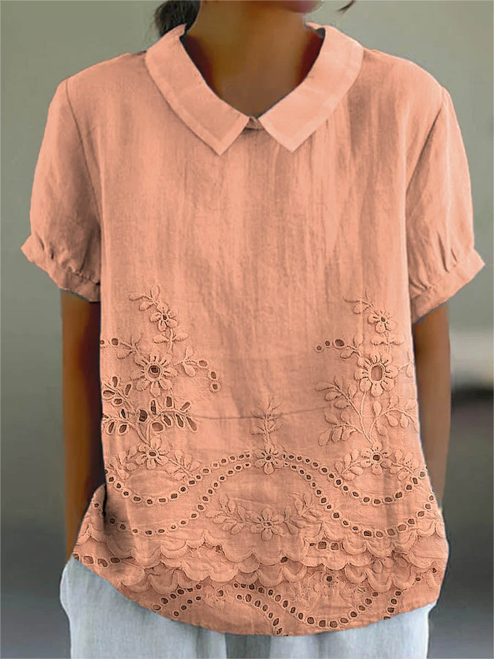 Moda Amalia Lily Shirt with Floral Embroidery Pink