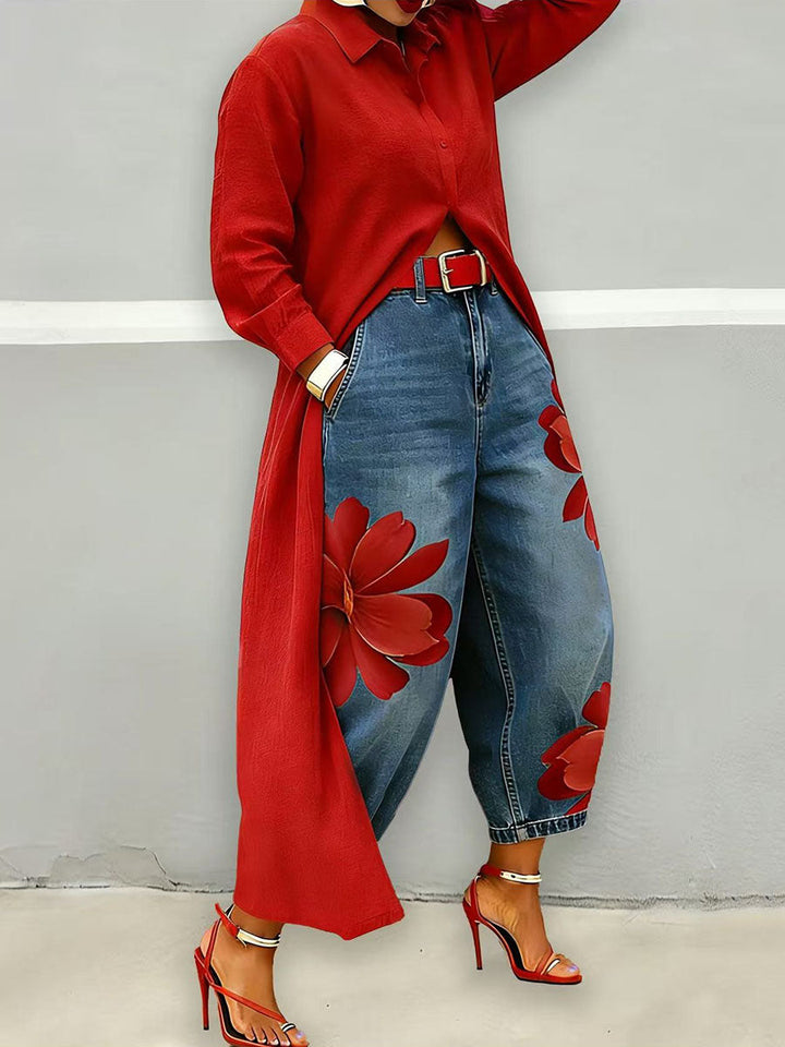 Moda Amalia Sophia Floral Print Pants Comfortable Fit S-2XL