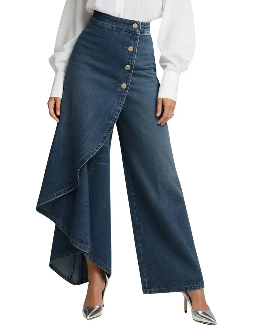 Moda Amalia Zaria Petrecuti Denim Pants Albastru Deschis S-3XL
