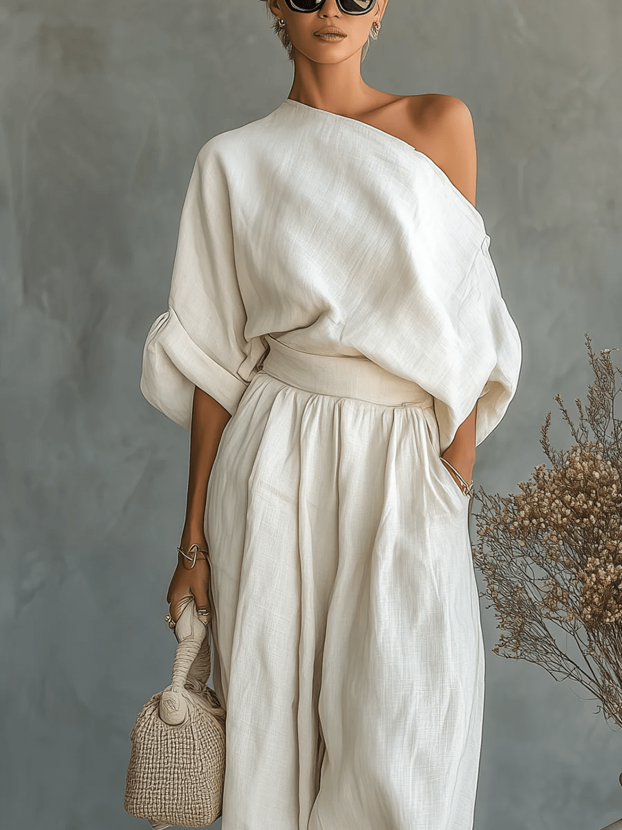 Mila — Set elegant din 2 piese cu umerii goi