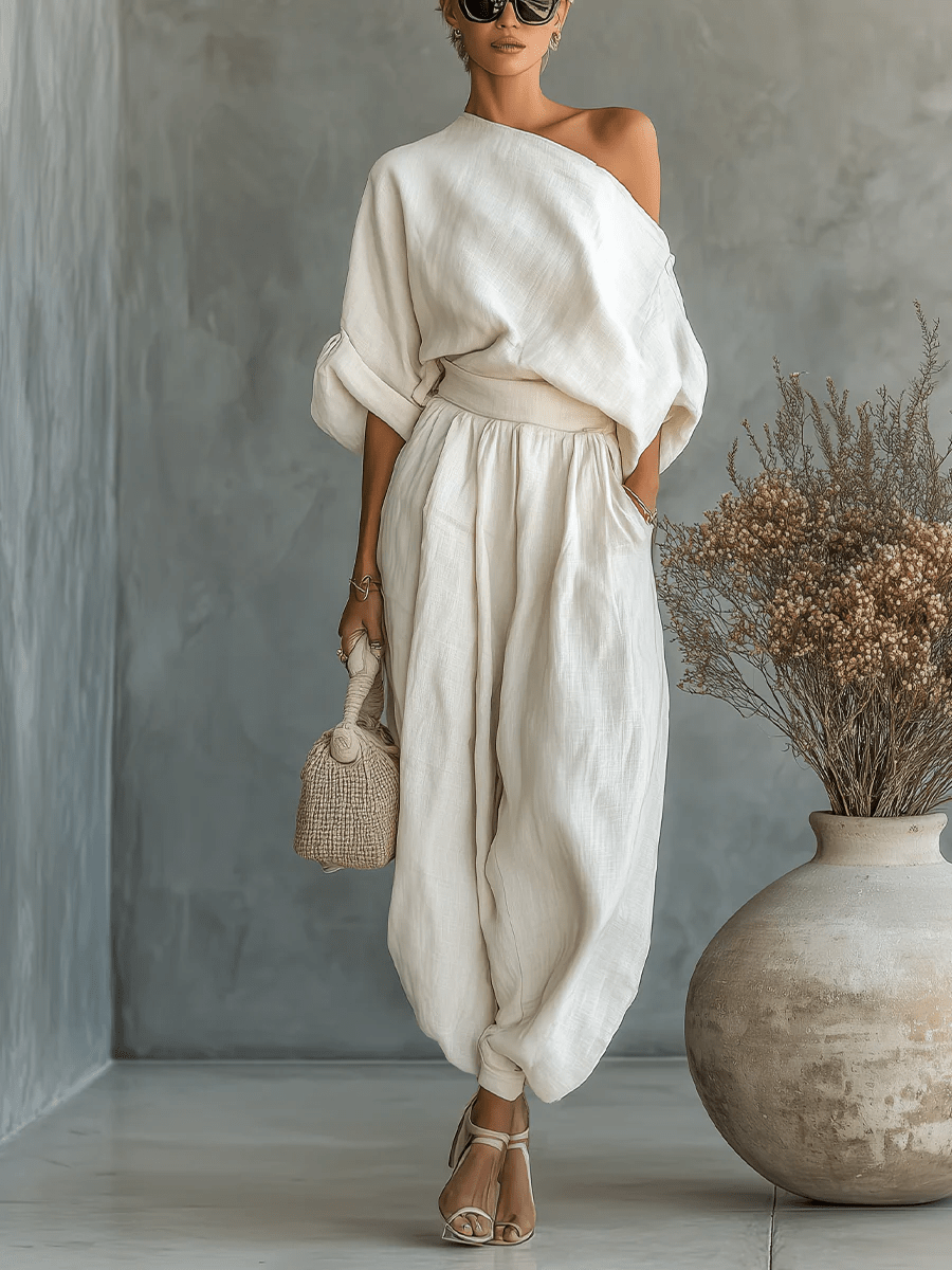 Mila — Set elegant din 2 piese cu umerii goi