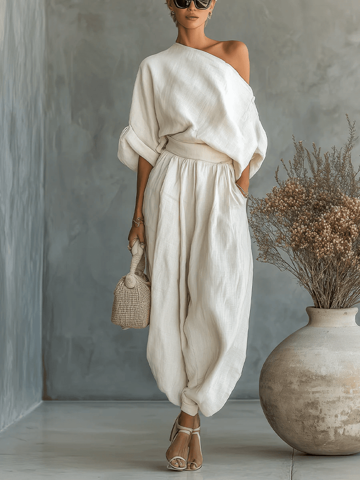 Mila — Set elegant din 2 piese cu umerii goi