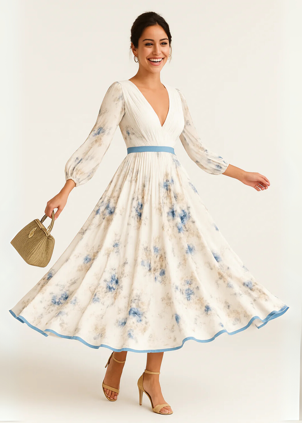 Moda Amalia Paz Floral Pleated Maxi Dress