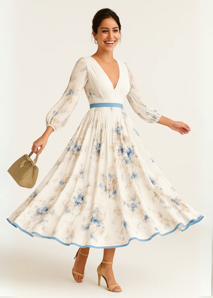 Moda Amalia Paz Floral Pleated Maxi Dress
