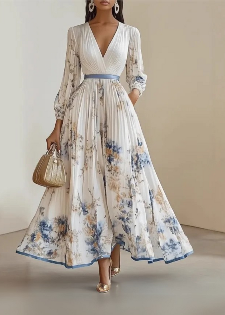 Moda Amalia Paz Floral Pleated Maxi Dress