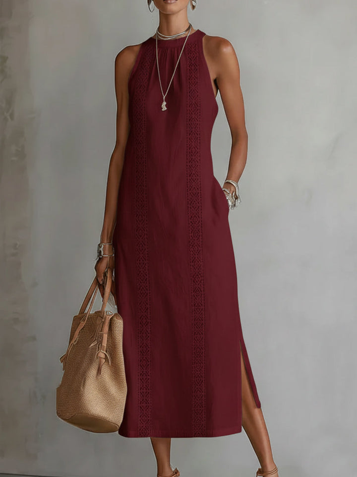 Jimena™ — Elegancka sukienka midi z kołnierzem mao