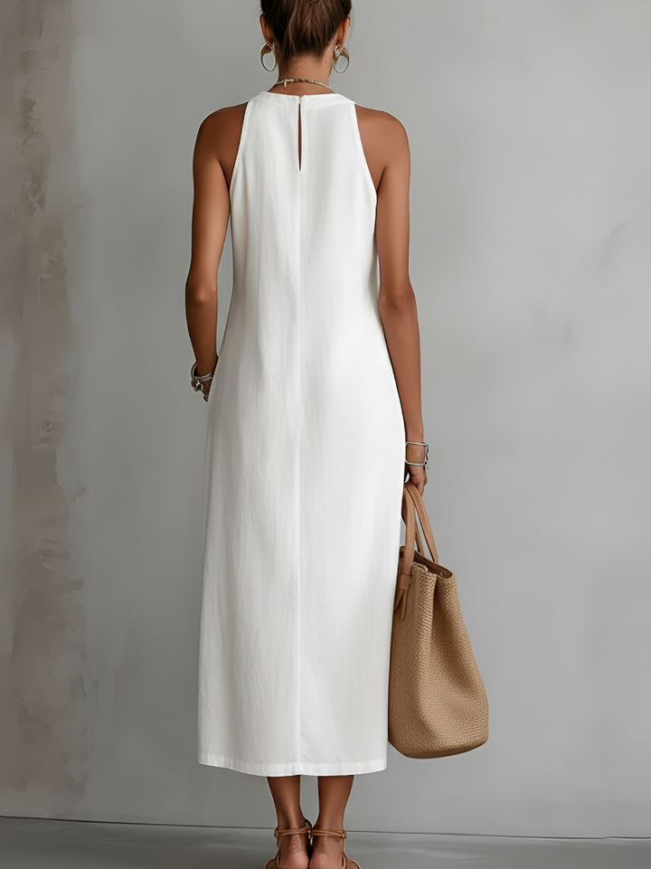 Jimena™ — Elegancka sukienka midi z kołnierzem mao