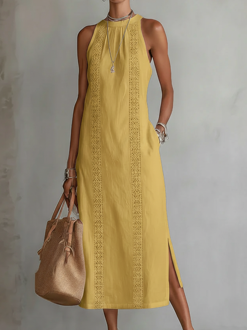 Jimena™ — Elegancka sukienka midi z kołnierzem mao