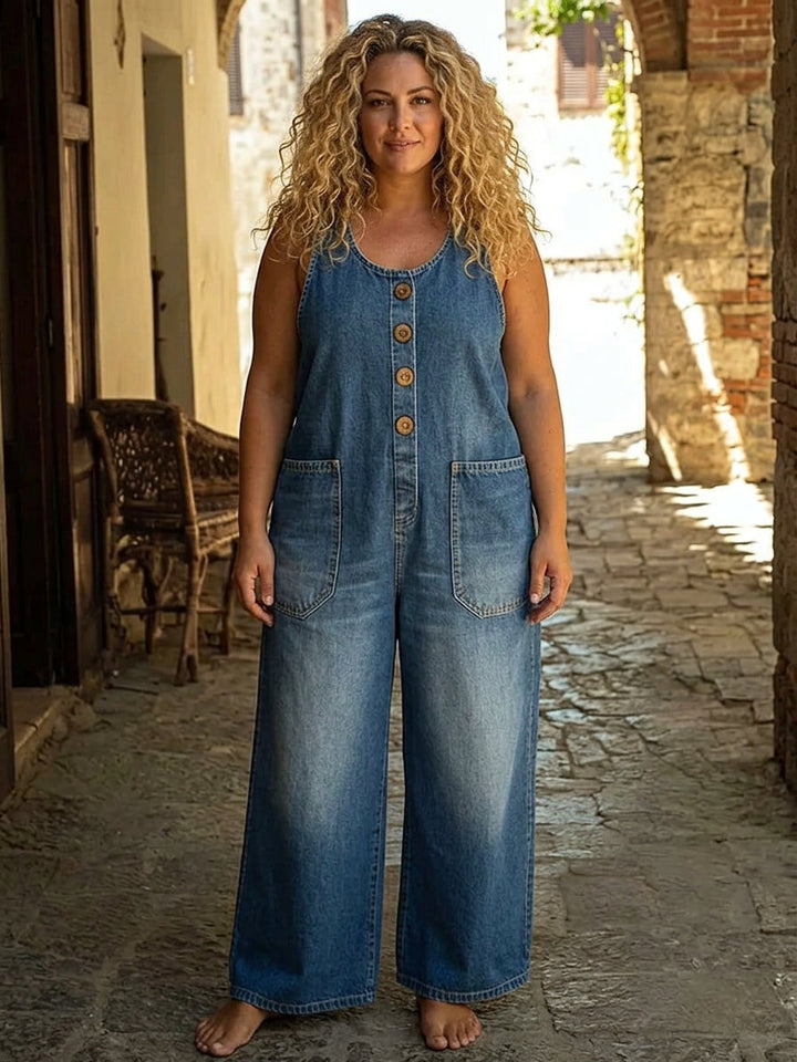 Ruth Vintage Washed Cotton Denim Overalls